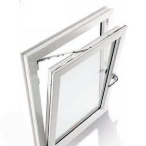 Versatile AluClad tilt & turn window with a dual-opening mechanism, ideal for ventilation and fire escape solutions.